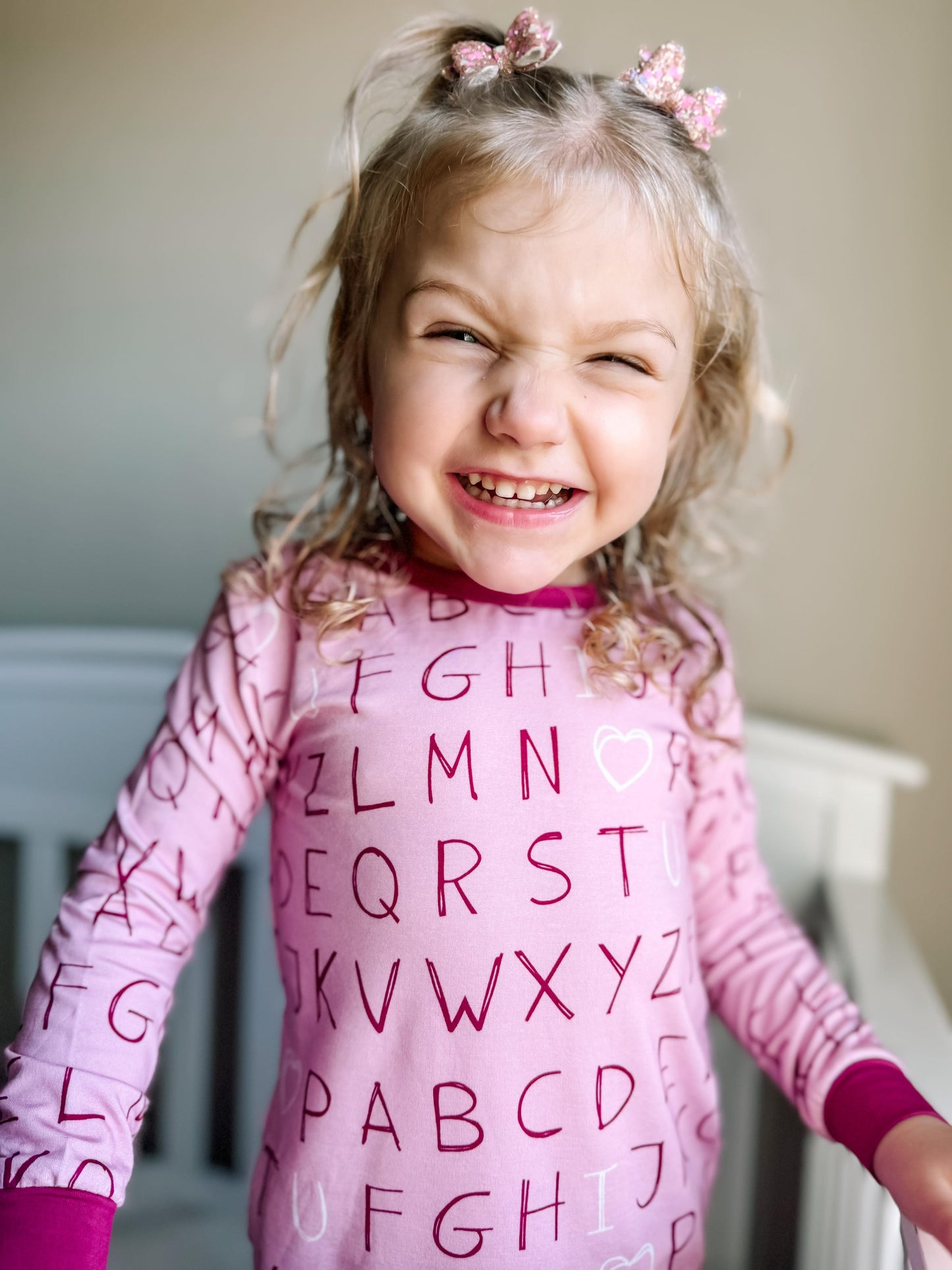 I <3 U ABC 2pc Bamboo Pajamas - Berry