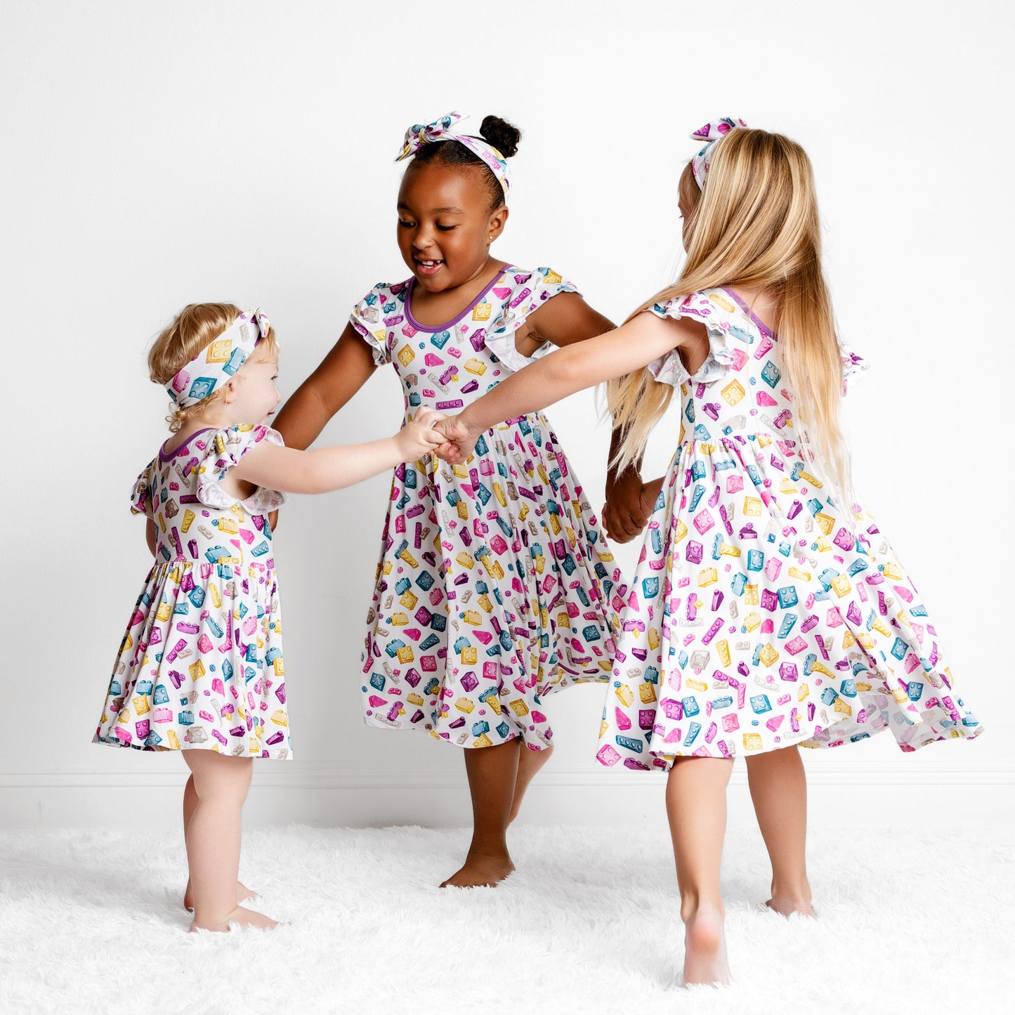 Block Party (Purple) Short Sleeve Big Kid Twirl Dress BDLJ