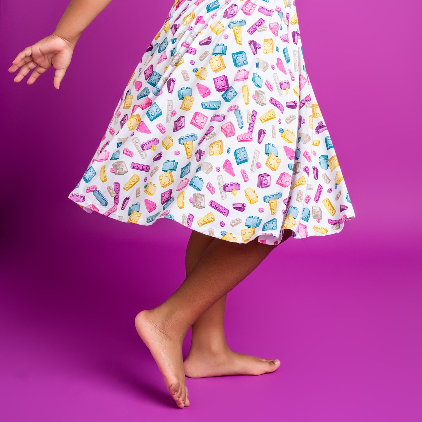 Block Party (Purple) Short Sleeve Big Kid Twirl Dress BDLJ