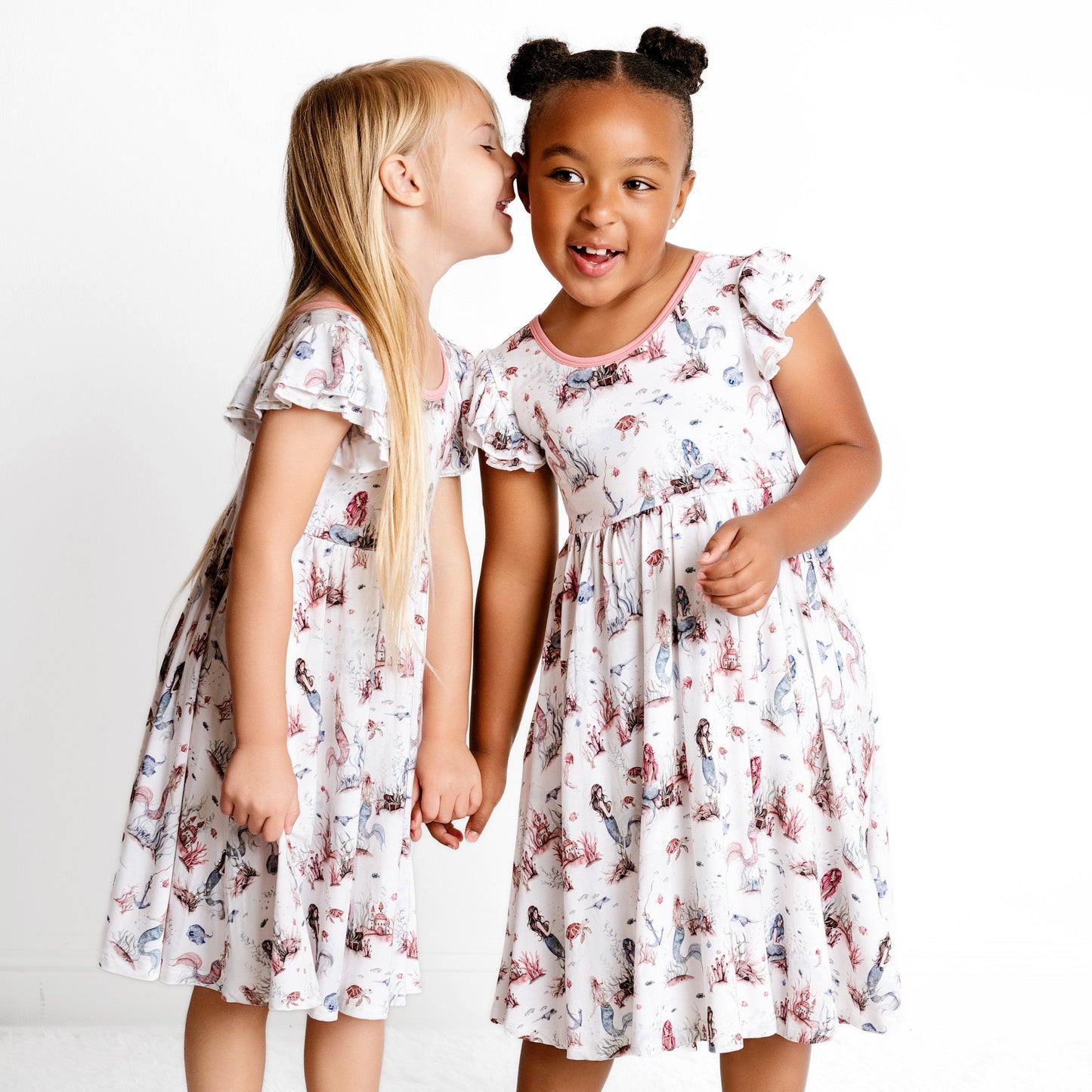 Mermaid Cove Short Sleeve Big Kid Twirl Dress BDLJ