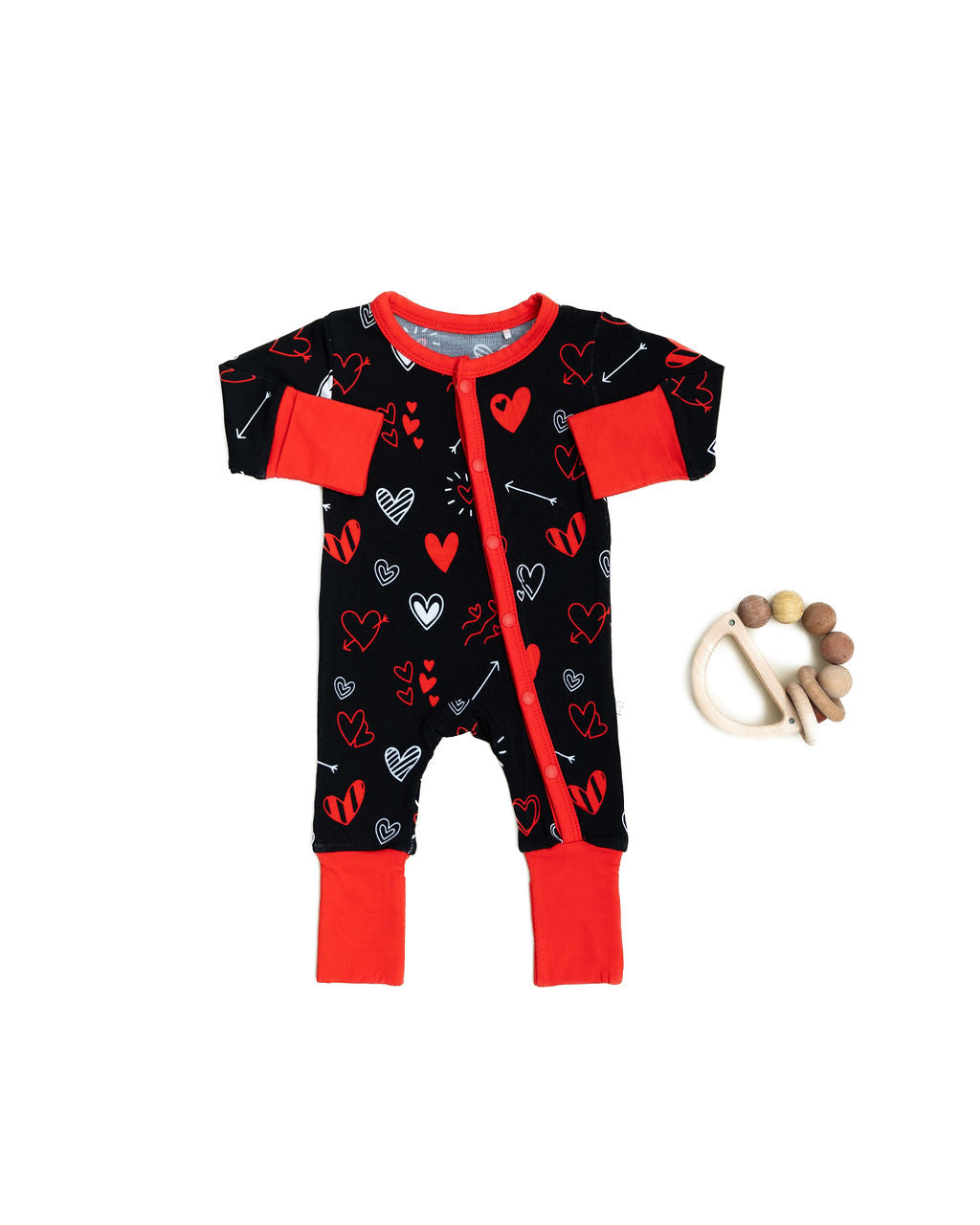 Heart Doodles Red Bamboo Convertible Footie (2T-4T)