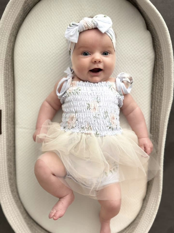 Cosette - Smocked Tulle Bodysuit Dress