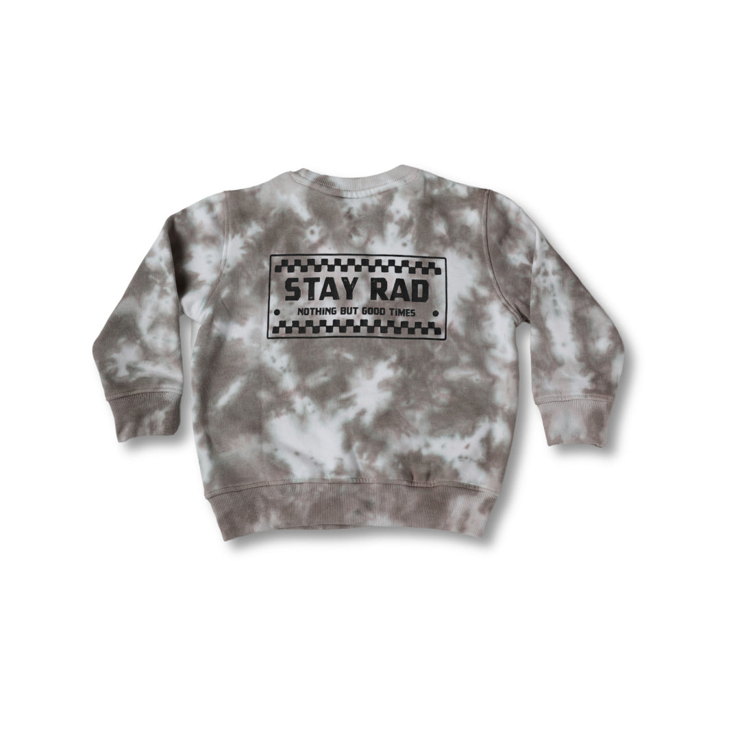STAY RAD TIE-DYE CREWNECK // TAUPE