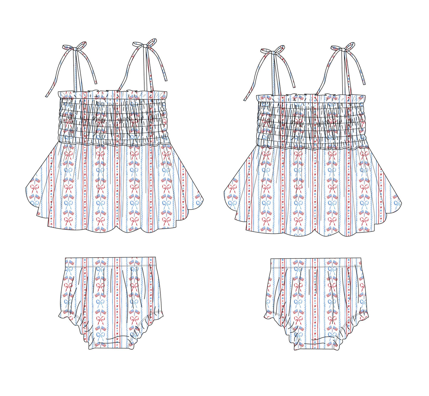Caroline - Smocked Diaper Dress Set