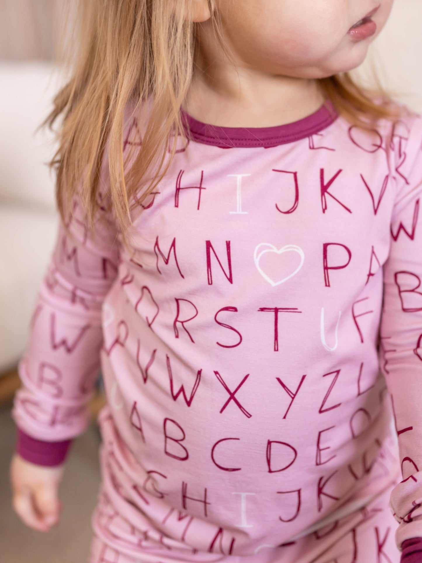 I <3 U ABC 2pc Bamboo Pajamas - Berry
