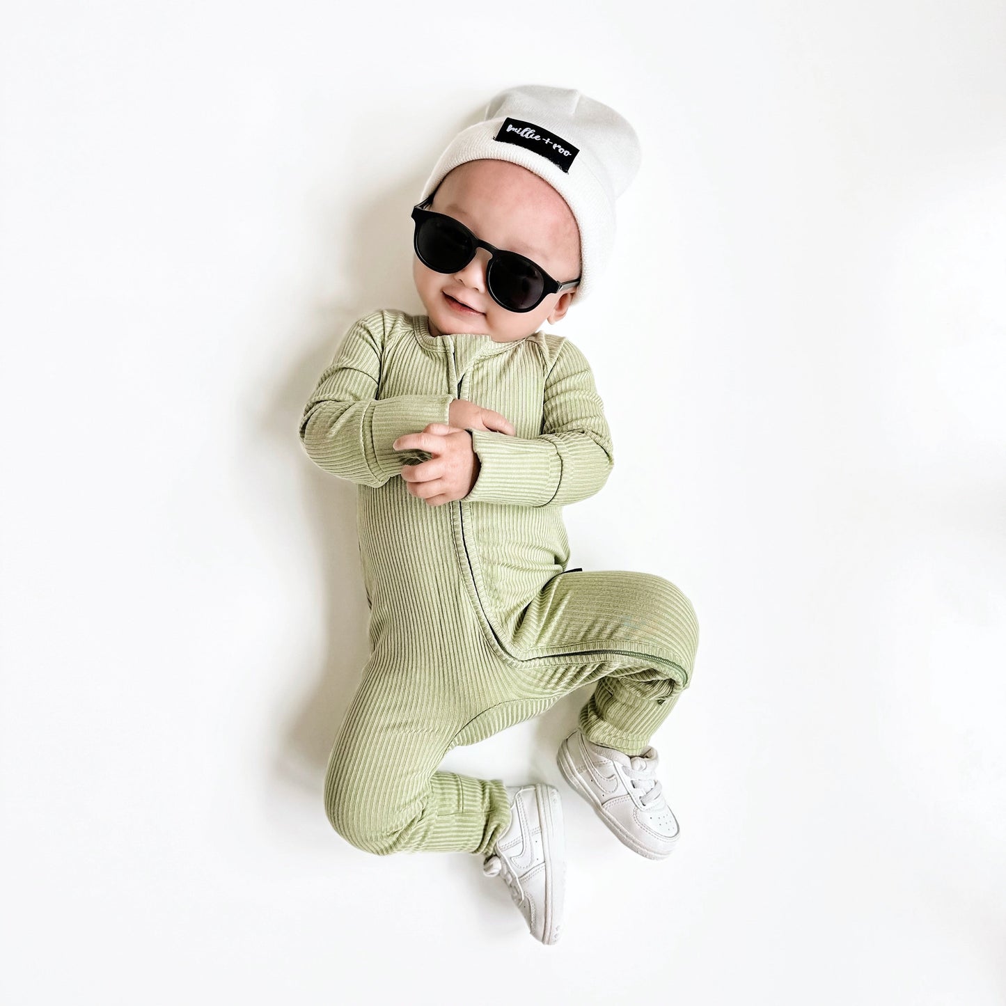 ZIP ROMPER - Pistachio Ribbed