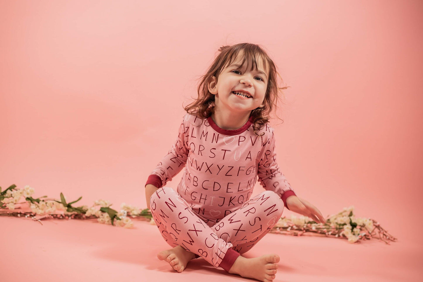 I <3 U ABC 2pc Bamboo Pajamas - Berry