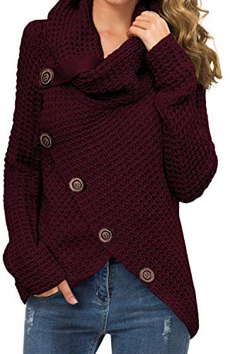 Womens Casual Turtle Cowl Neck Pullover Sweater