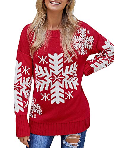 Womens Grey Long Sleeve Ugly Christmas Tree Reindeer Winter Holiday Knit Sweater