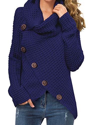Womens Casual Turtle Cowl Neck Pullover Sweater