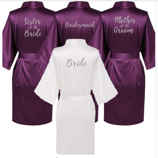 Purple Satin Robe Bride Bridesmaid