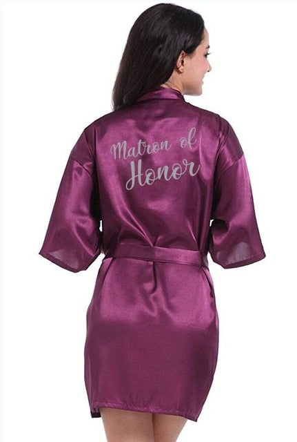 Purple Satin Robe Bride Bridesmaid