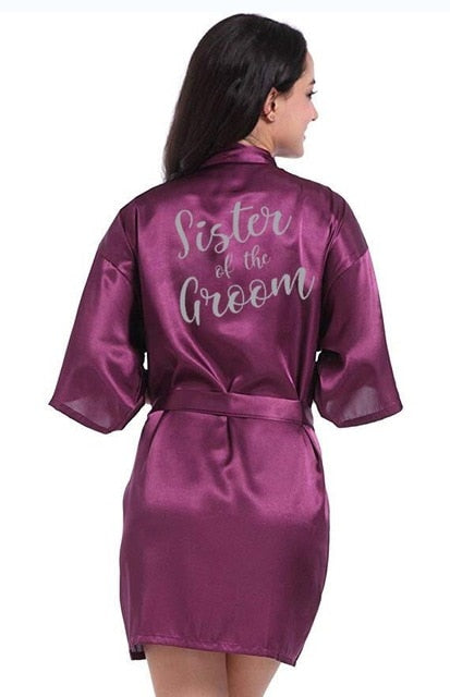 Purple Satin Robe Bride Bridesmaid