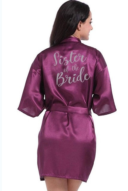 Purple Satin Robe Bride Bridesmaid