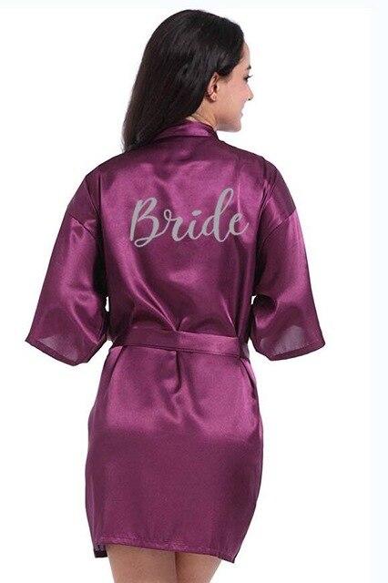 Purple Satin Robe Bride Bridesmaid
