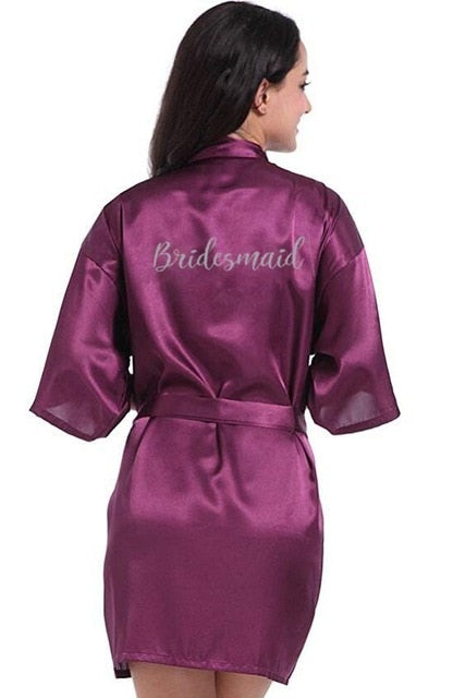 Purple Satin Robe Bride Bridesmaid