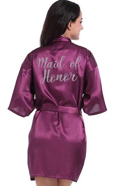 Purple Satin Robe Bride Bridesmaid