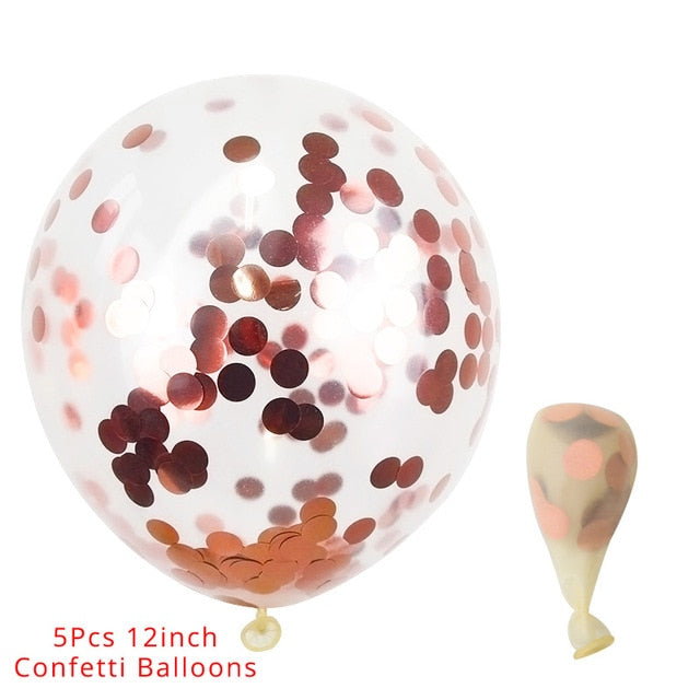 Rose Gold Disposable Tableware Cup Plate Straws Birthday Party Balloons