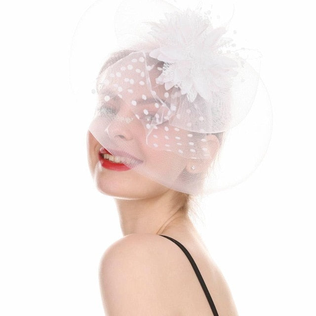 Outtop Fascinators Women Flower Mesh Hat Ribbons And Feathers Headwear