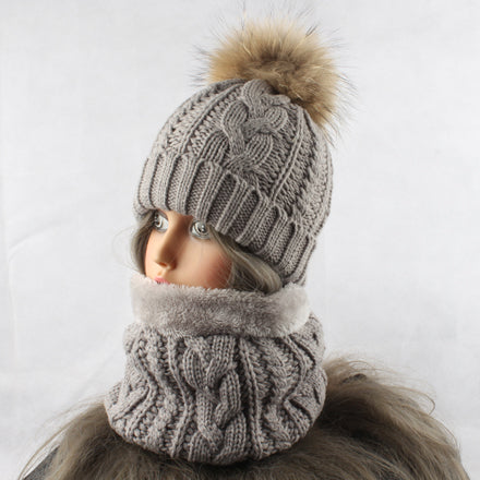 Womens Pom-Pom Scarf Winter Hat