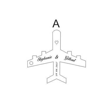 50pcs Personalized Destination Wedding Wooden Airplane Tags