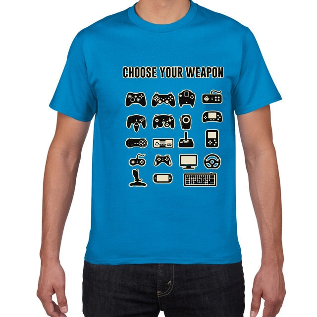 Mens Funny Choose Your Weapon Gamer Video Games Tshirt Top Tee