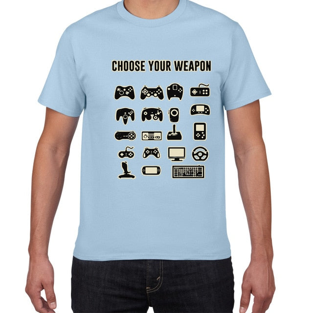 Mens Funny Choose Your Weapon Gamer Video Games Tshirt Top Tee