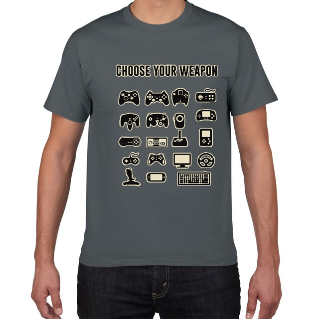 Mens Funny Choose Your Weapon Gamer Video Games Tshirt Top Tee