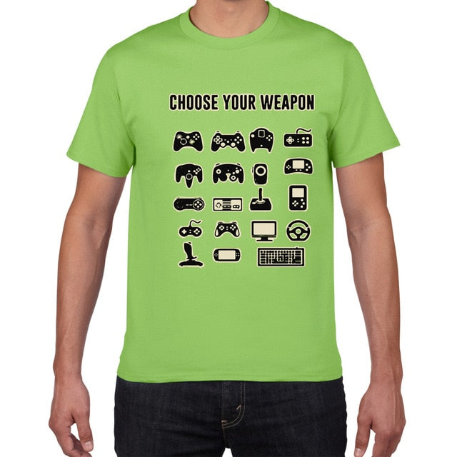 Mens Funny Choose Your Weapon Gamer Video Games Tshirt Top Tee