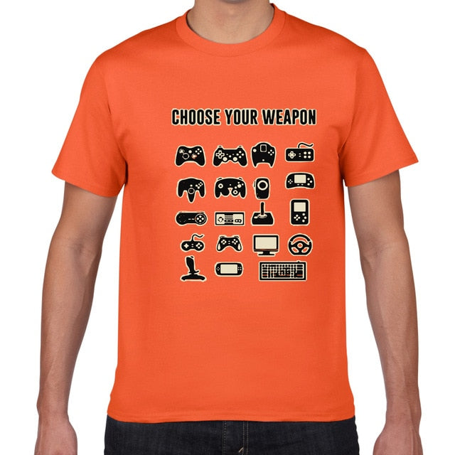 Mens Funny Choose Your Weapon Gamer Video Games Tshirt Top Tee