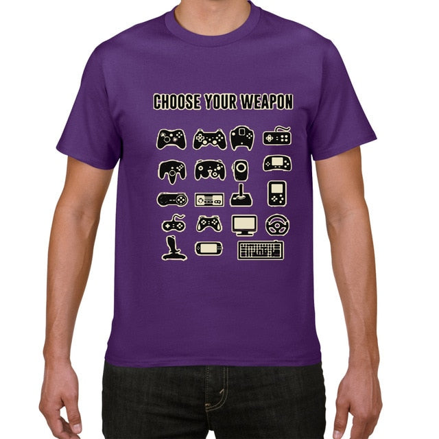 Mens Funny Choose Your Weapon Gamer Video Games Tshirt Top Tee