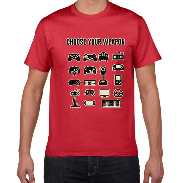 Mens Funny Choose Your Weapon Gamer Video Games Tshirt Top Tee