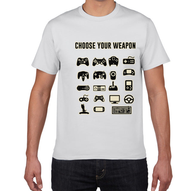 Mens Funny Choose Your Weapon Gamer Video Games Tshirt Top Tee