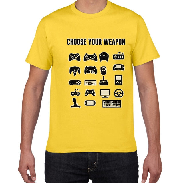 Mens Funny Choose Your Weapon Gamer Video Games Tshirt Top Tee