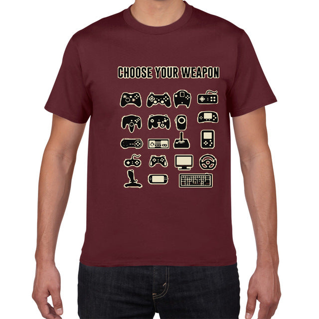 Mens Funny Choose Your Weapon Gamer Video Games Tshirt Top Tee