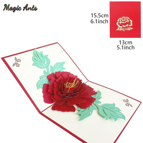 3D Pop Up Cards Flower Birthday Anniversary Maple Cherry