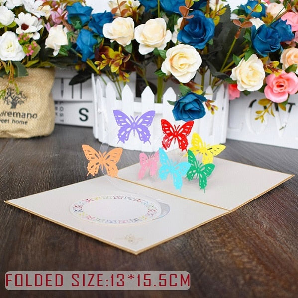 3D Pop Up Cards Flower Birthday Anniversary Maple Cherry