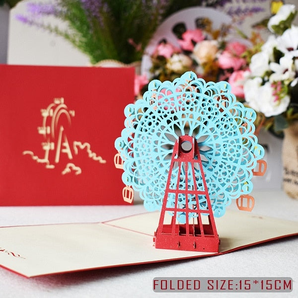 3D Pop Up Cards Flower Birthday Anniversary Maple Cherry