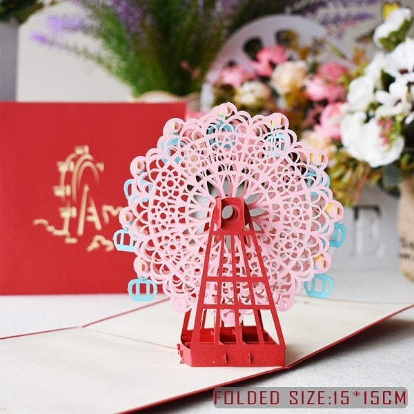 3D Pop Up Cards Flower Birthday Anniversary Maple Cherry