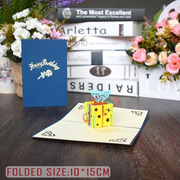 3D Pop Up Cards Birthday Cake Postcards