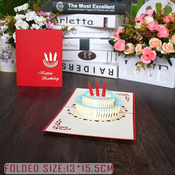 3D Pop Up Cards Birthday Cake Postcards