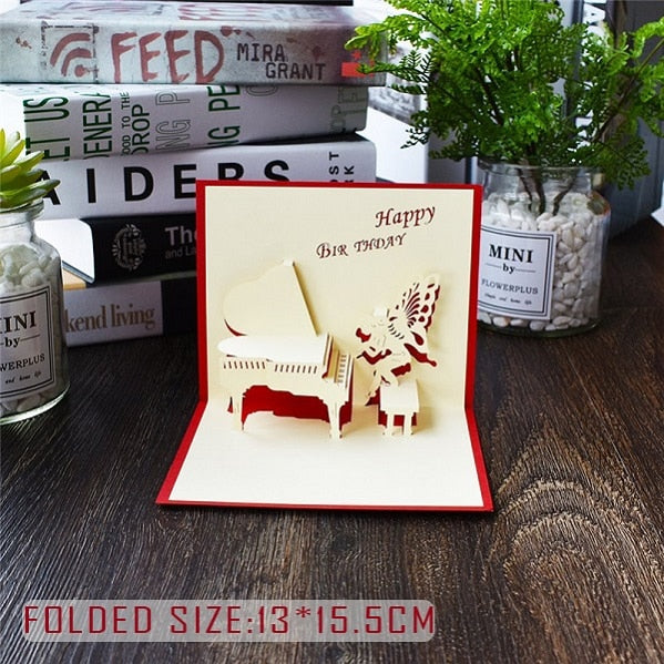 3D Pop Up Cards Birthday Cake Postcards