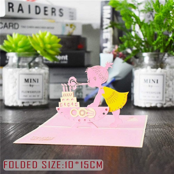 3D Pop Up Cards Birthday Cake Postcards