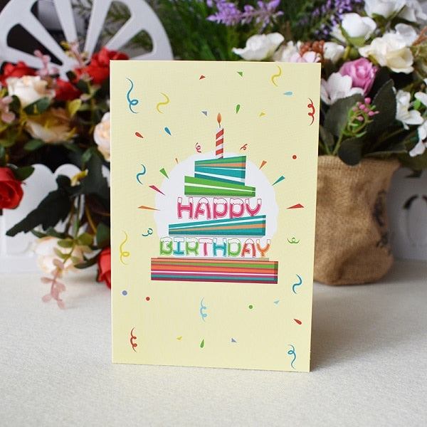 3D Pop Up Cards Birthday Cake Postcards