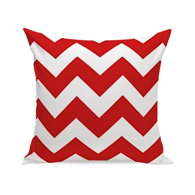 Nordic Red White Velvet Geometric Cushion Cover Pillow Case