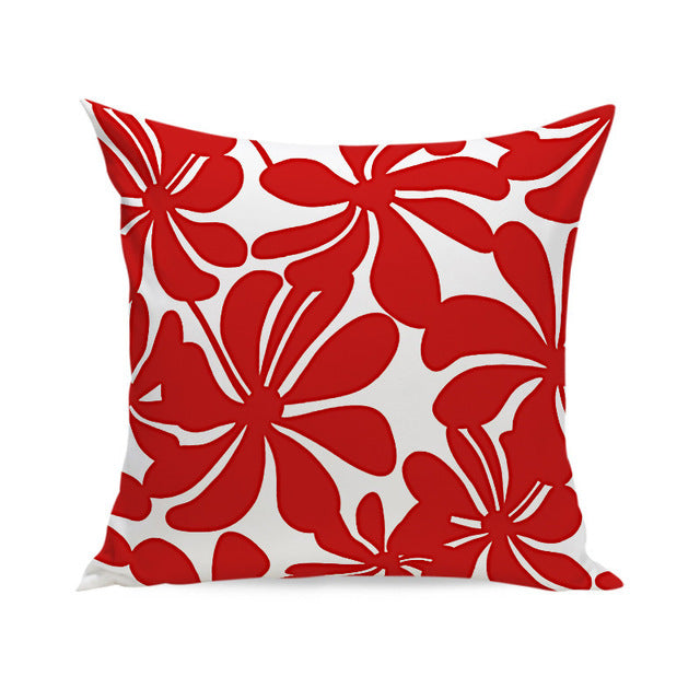 Nordic Red White Velvet Geometric Cushion Cover Pillow Case