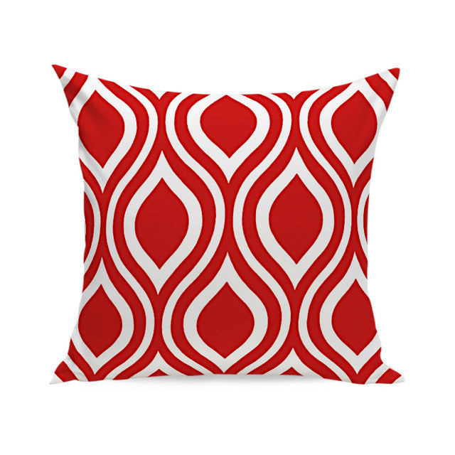 Nordic Red White Velvet Geometric Cushion Cover Pillow Case