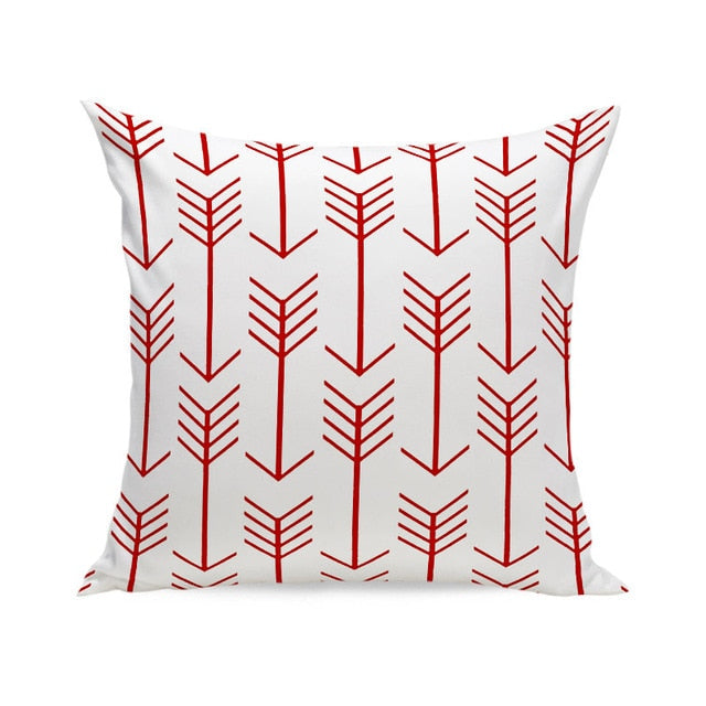 Nordic Red White Velvet Geometric Cushion Cover Pillow Case