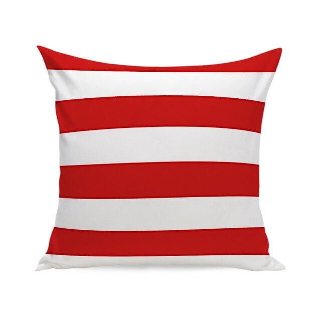 Nordic Red White Velvet Geometric Cushion Cover Pillow Case