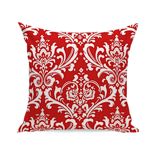 Nordic Red White Velvet Geometric Cushion Cover Pillow Case